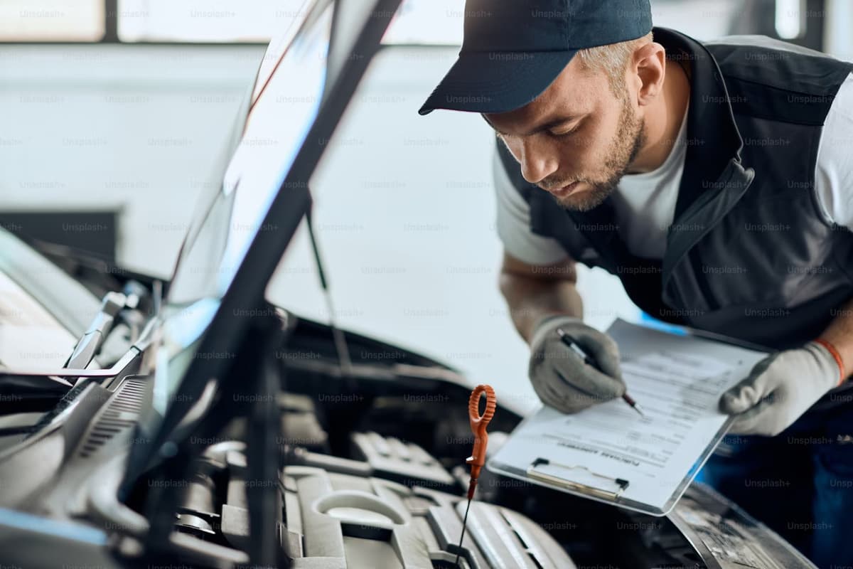 Mechanic inspecting a car engine